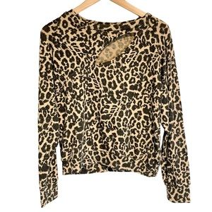 LNA Brushed Leopard Sweater Cutout Top Super Soft Cheetah Print Revolve